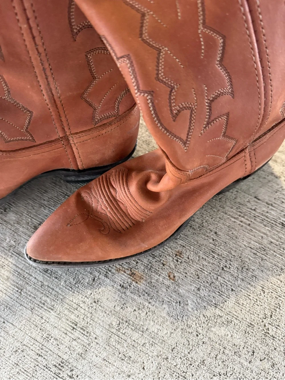 Dan Post Chestnut Brown Leather Western Cowboy Boots Vintage Size 8